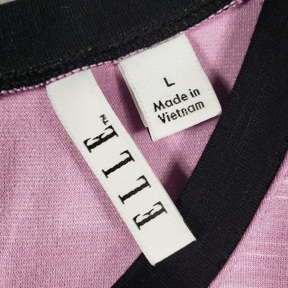 ELLE Lilac Purple Peplum Tank Top Black Trim Size L Keyhole Knit Coquette Chic - Picture 4 of 10